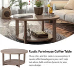 Table basse ronde / Table d'appoint avec étagère de rangement – Marron et blanc / Gris antique