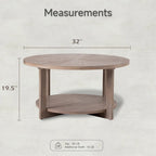 Table basse ronde / Table d'appoint avec étagère de rangement – Marron et blanc / Gris antique