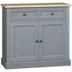 Bahut buffet avec 2 tiroirs et placard à double porte – Gris / Blanc / Noir
