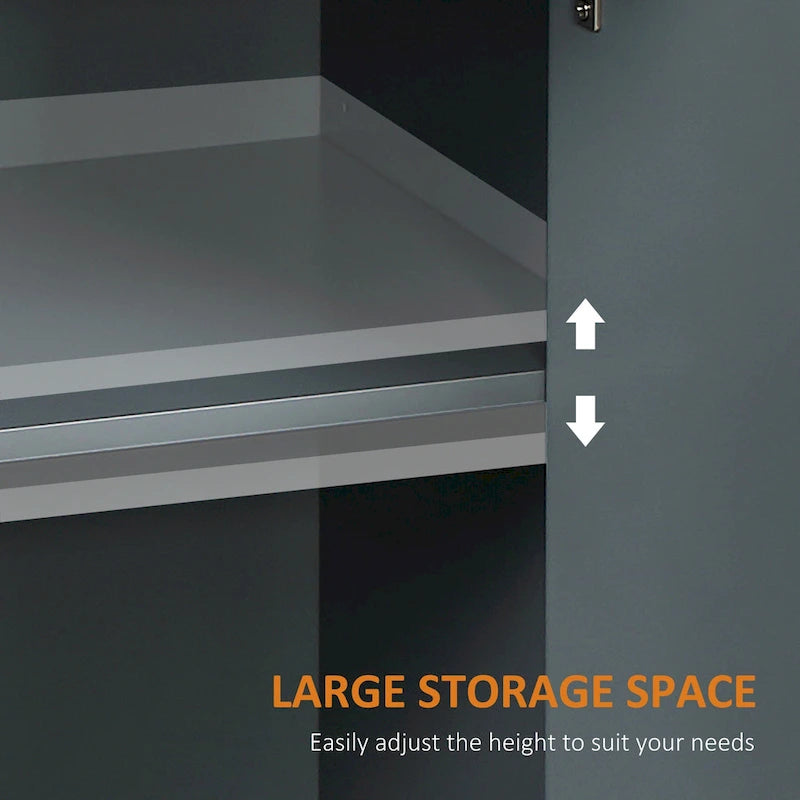 Bahut buffet avec 2 tiroirs et placard à double porte – Gris / Blanc / Noir