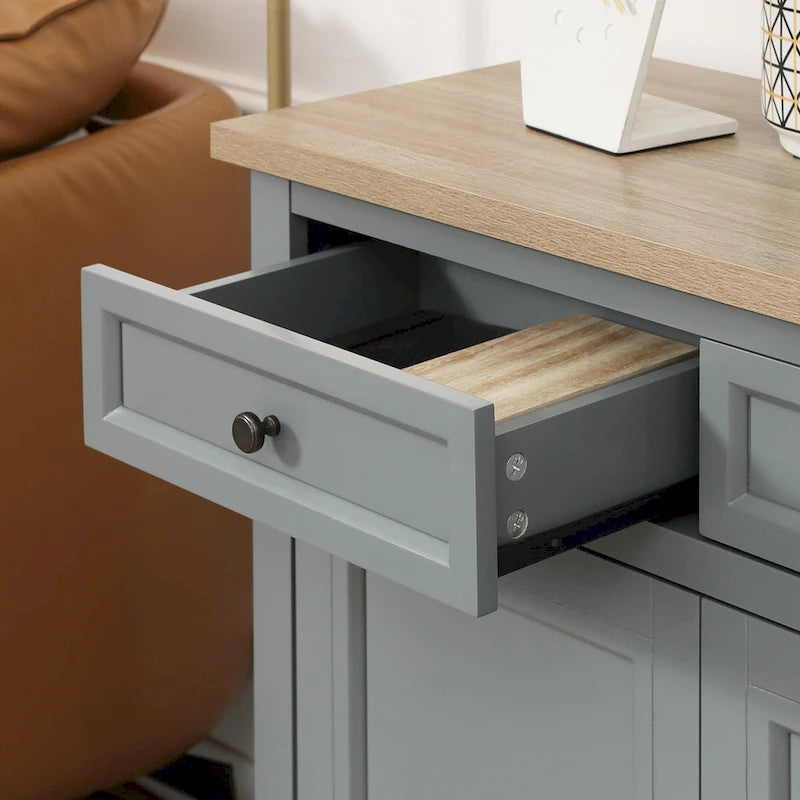 Bahut buffet avec 2 tiroirs et placard à double porte – Gris / Blanc / Noir