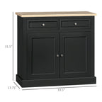 Bahut buffet avec 2 tiroirs et placard à double porte – Gris / Blanc / Noir