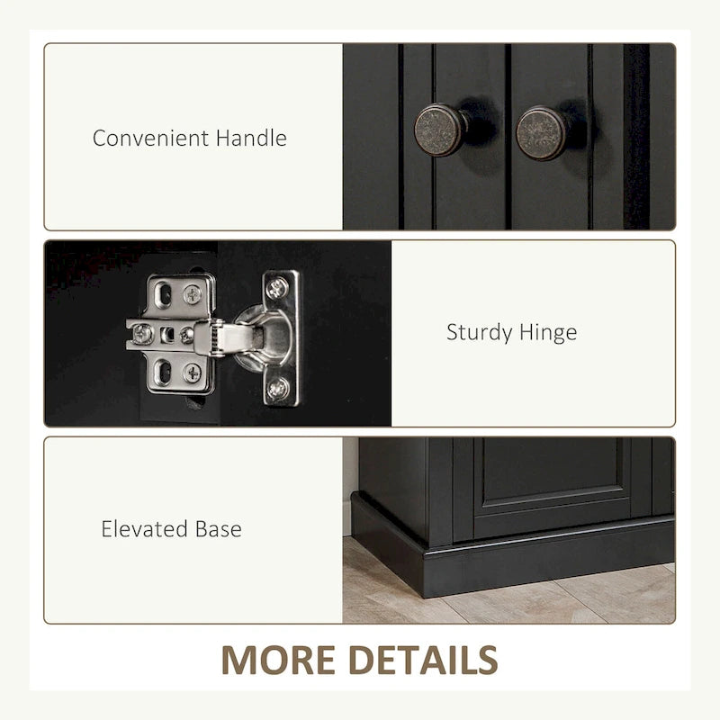 Bahut buffet avec 2 tiroirs et placard à double porte – Gris / Blanc / Noir