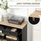 Bahut buffet avec 2 tiroirs et placard à double porte – Gris / Blanc / Noir