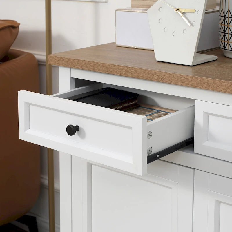 Bahut buffet avec 2 tiroirs et placard à double porte – Gris / Blanc / Noir