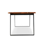 Table de salle à manger en bois d'acacia massif, bords naturels, avec pieds en acier inoxydable – Brun / Noir – 4-6 places