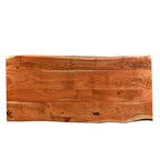 Table de salle à manger en bois d'acacia massif, bords naturels, avec pieds en acier inoxydable – Brun / Noir – 4-6 places