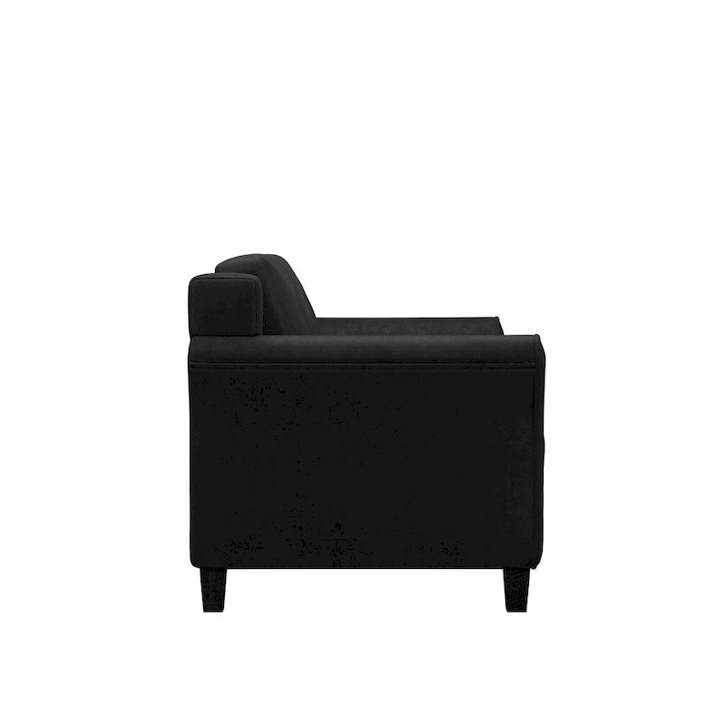 Causeuse touffetée en microfibre avec accoudoirs incurvés – Noir / Marron / Gris / Bleu / Beige – 2 places