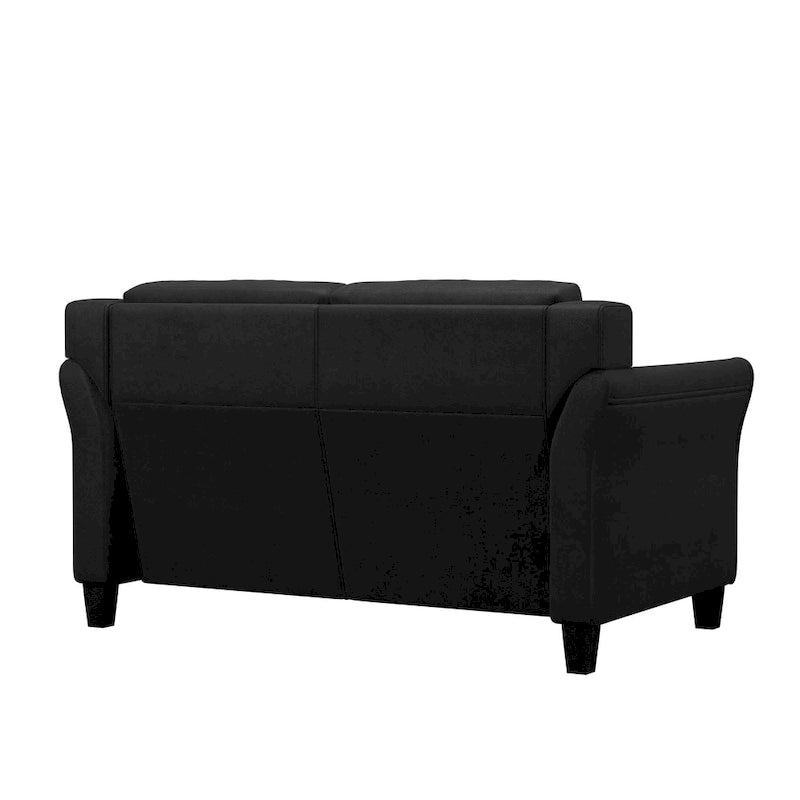 Causeuse touffetée en microfibre avec accoudoirs incurvés – Noir / Marron / Gris / Bleu / Beige – 2 places