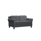 Causeuse touffetée en microfibre avec accoudoirs incurvés – Noir / Marron / Gris / Bleu / Beige – 2 places