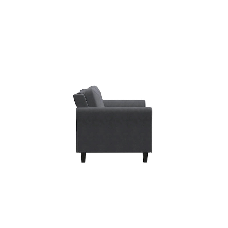 Causeuse touffetée en microfibre avec accoudoirs incurvés – Noir / Marron / Gris / Bleu / Beige – 2 places
