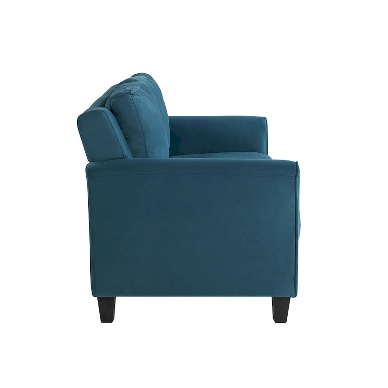 Causeuse touffetée en microfibre avec accoudoirs incurvés – Noir / Marron / Gris / Bleu / Beige – 2 places