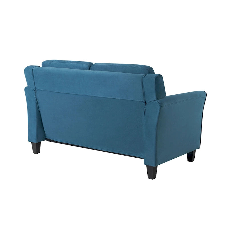 Causeuse touffetée en microfibre avec accoudoirs incurvés – Noir / Marron / Gris / Bleu / Beige – 2 places