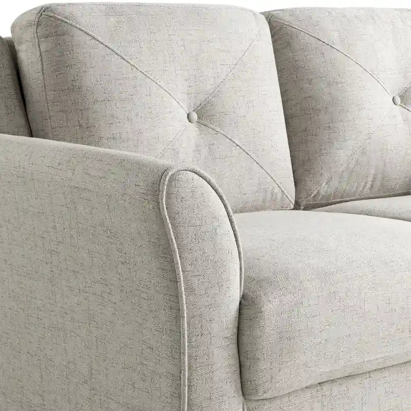 Causeuse touffetée en microfibre avec accoudoirs incurvés – Noir / Marron / Gris / Bleu / Beige – 2 places