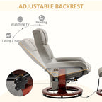 Fauteuil inclinable électrique en cuir synthétique avec ottoman et massage 10 points – Gris / Noir / Marron / Crème – 1 place