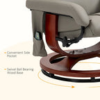 Fauteuil inclinable électrique en cuir synthétique avec ottoman et massage 10 points – Gris / Noir / Marron / Crème – 1 place