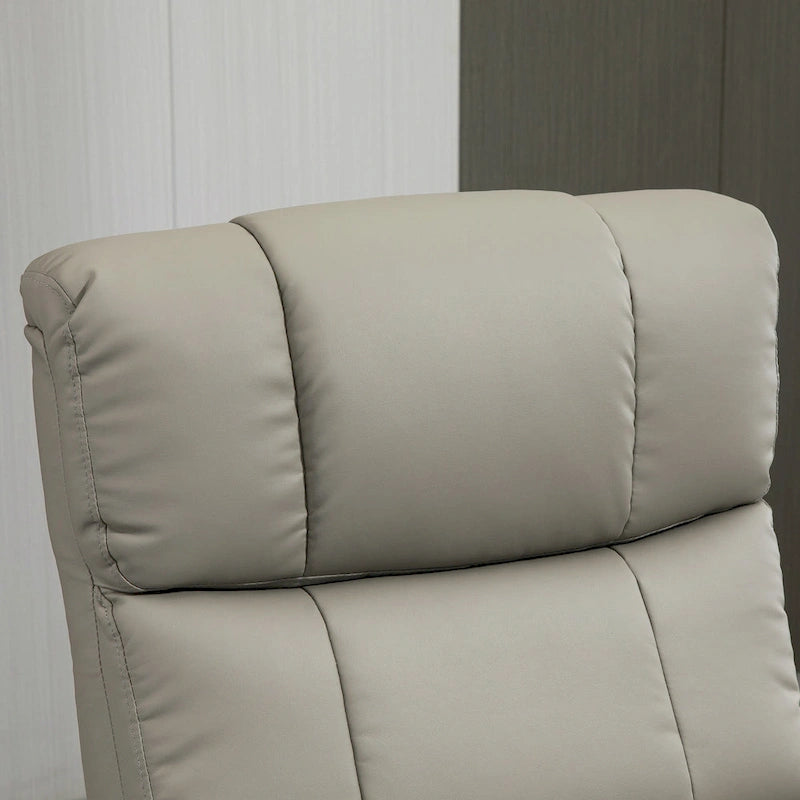 Fauteuil inclinable électrique en cuir synthétique avec ottoman et massage 10 points – Gris / Noir / Marron / Crème – 1 place