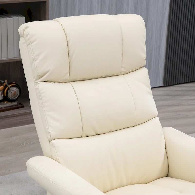 Fauteuil inclinable électrique en cuir synthétique avec ottoman et massage 10 points – Gris / Noir / Marron / Crème – 1 place