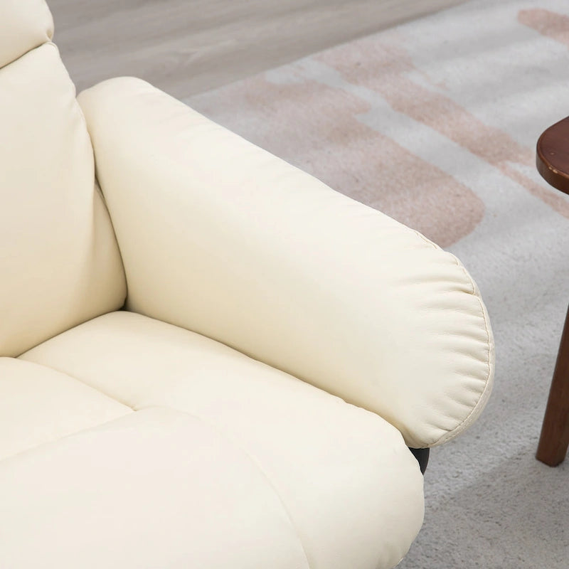 Fauteuil inclinable électrique en cuir synthétique avec ottoman et massage 10 points – Gris / Noir / Marron / Crème – 1 place