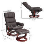Fauteuil inclinable électrique en cuir synthétique avec ottoman et massage 10 points – Gris / Noir / Marron / Crème – 1 place