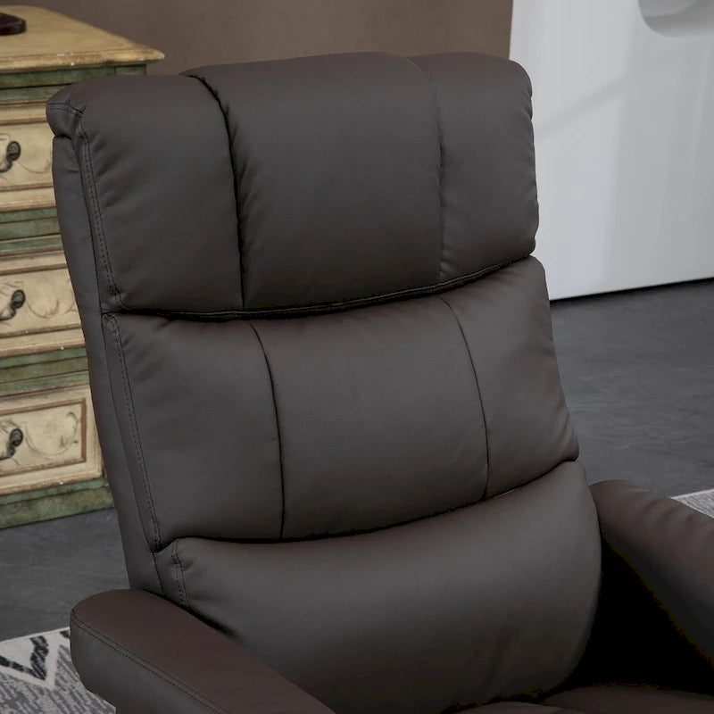 Fauteuil inclinable électrique en cuir synthétique avec ottoman et massage 10 points – Gris / Noir / Marron / Crème – 1 place