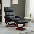 Fauteuil inclinable électrique en cuir synthétique avec ottoman et massage 10 points – Gris / Noir / Marron / Crème – 1 place
