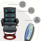 Fauteuil inclinable électrique en cuir synthétique avec ottoman et massage 10 points – Gris / Noir / Marron / Crème – 1 place