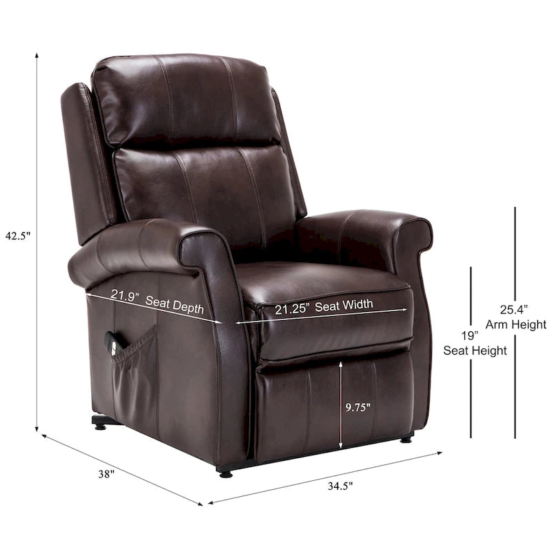 Fauteuil releveur traditionnel 3 positions avec télécommande filaire – Bleu / Rouge / Noir / Marron / Gris tourterelle – 1 place