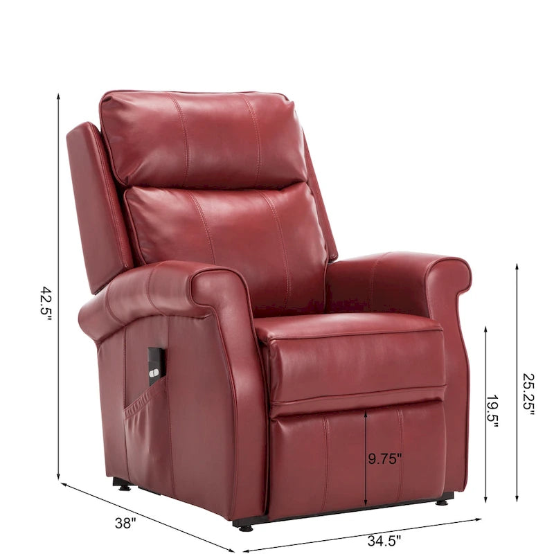 Fauteuil releveur traditionnel 3 positions avec télécommande filaire – Bleu / Rouge / Noir / Marron / Gris tourterelle – 1 place