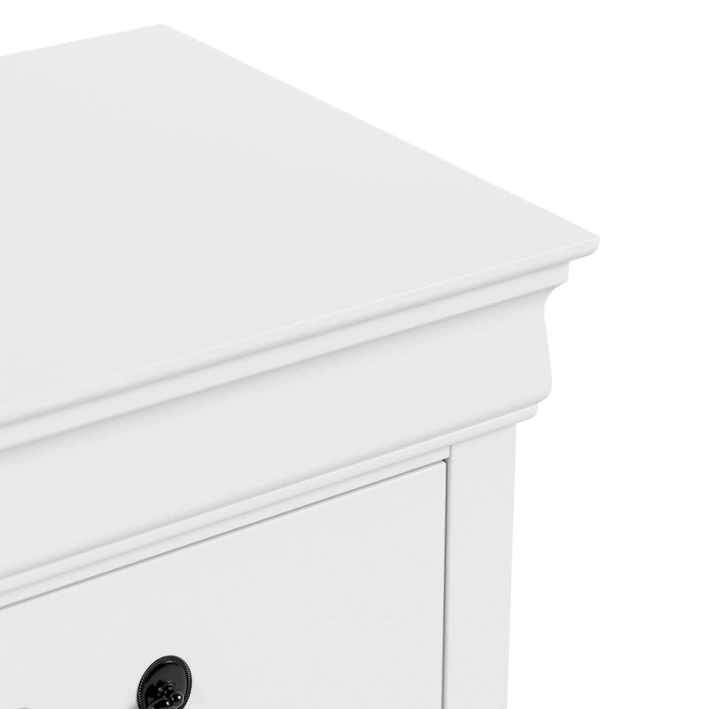 Table de chevet traditionnelle à 2 tiroirs avec poignées antiques et pieds équerres – Gris / Cerisier / Noir / Blanc