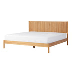 Lit King en pin massif avec tête de lit cannelée et lattes intégrées – Noir / Blond – 2 personnes