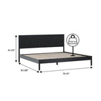 Lit King en pin massif avec tête de lit cannelée et lattes intégrées – Noir / Blond – 2 personnes