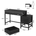Bureau d'ordinateur avec 2 tiroirs et caisson de classement réversible à 3 tiroirs – Marron rustique / Gris / Blanc / Noyer clair / Gris et blanc / Noir – 1 personne