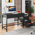 Bureau d'ordinateur avec 2 tiroirs et caisson de classement réversible à 3 tiroirs – Marron rustique / Gris / Blanc / Noyer clair / Gris et blanc / Noir – 1 personne