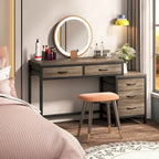 Bureau d'ordinateur avec 2 tiroirs et caisson de classement réversible à 3 tiroirs – Marron rustique / Gris / Blanc / Noyer clair / Gris et blanc / Noir – 1 personne