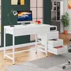 Bureau d'ordinateur avec 2 tiroirs et caisson de classement réversible à 3 tiroirs – Marron rustique / Gris / Blanc / Noyer clair / Gris et blanc / Noir – 1 personne