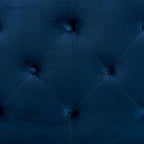 Tête de lit capitonnée en velours cintré avec pieds réglables – Bleu marine / Marron foncé – Lit double / Queen / King