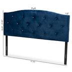 Tête de lit capitonnée en velours cintré avec pieds réglables – Bleu marine / Marron foncé – Lit double / Queen / King
