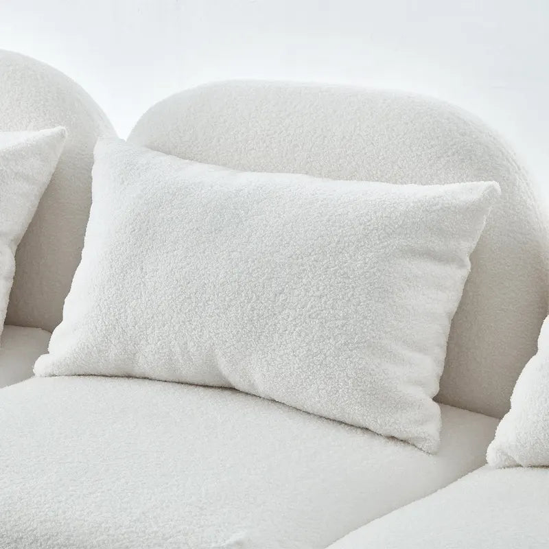 Teddy Velvet 3-Seater Sofa with Curved Armrests – White – 3-Seater