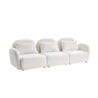 Canapé 3 places Teddy Velours avec accoudoirs incurvés – Blanc – 3 places