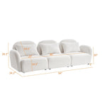 Canapé 3 places Teddy Velours avec accoudoirs incurvés – Blanc – 3 places