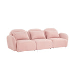 Canapé 3 places Teddy Velours avec accoudoirs incurvés – Blanc – 3 places