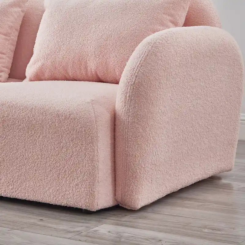 Canapé 3 places Teddy Velours avec accoudoirs incurvés – Blanc – 3 places