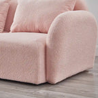 Canapé 3 places Teddy Velours avec accoudoirs incurvés – Blanc – 3 places