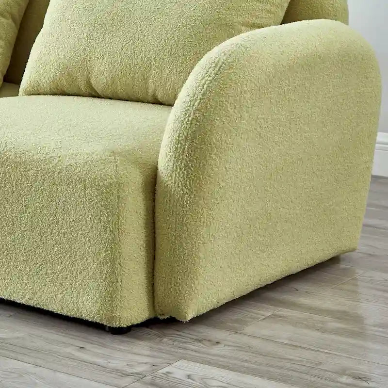 Canapé 3 places Teddy Velours avec accoudoirs incurvés – Blanc – 3 places
