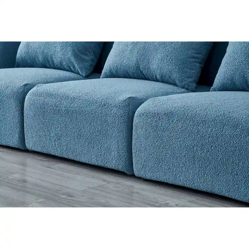 Canapé 3 places Teddy Velours avec accoudoirs incurvés – Blanc – 3 places