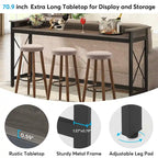 Console étroite industrielle avec prises électriques et ports USB – Marron / Gris