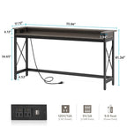 Console étroite industrielle avec prises électriques et ports USB – Marron / Gris