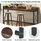 Console étroite industrielle avec prises électriques et ports USB – Marron / Gris