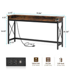 Console étroite industrielle avec prises électriques et ports USB – Marron / Gris